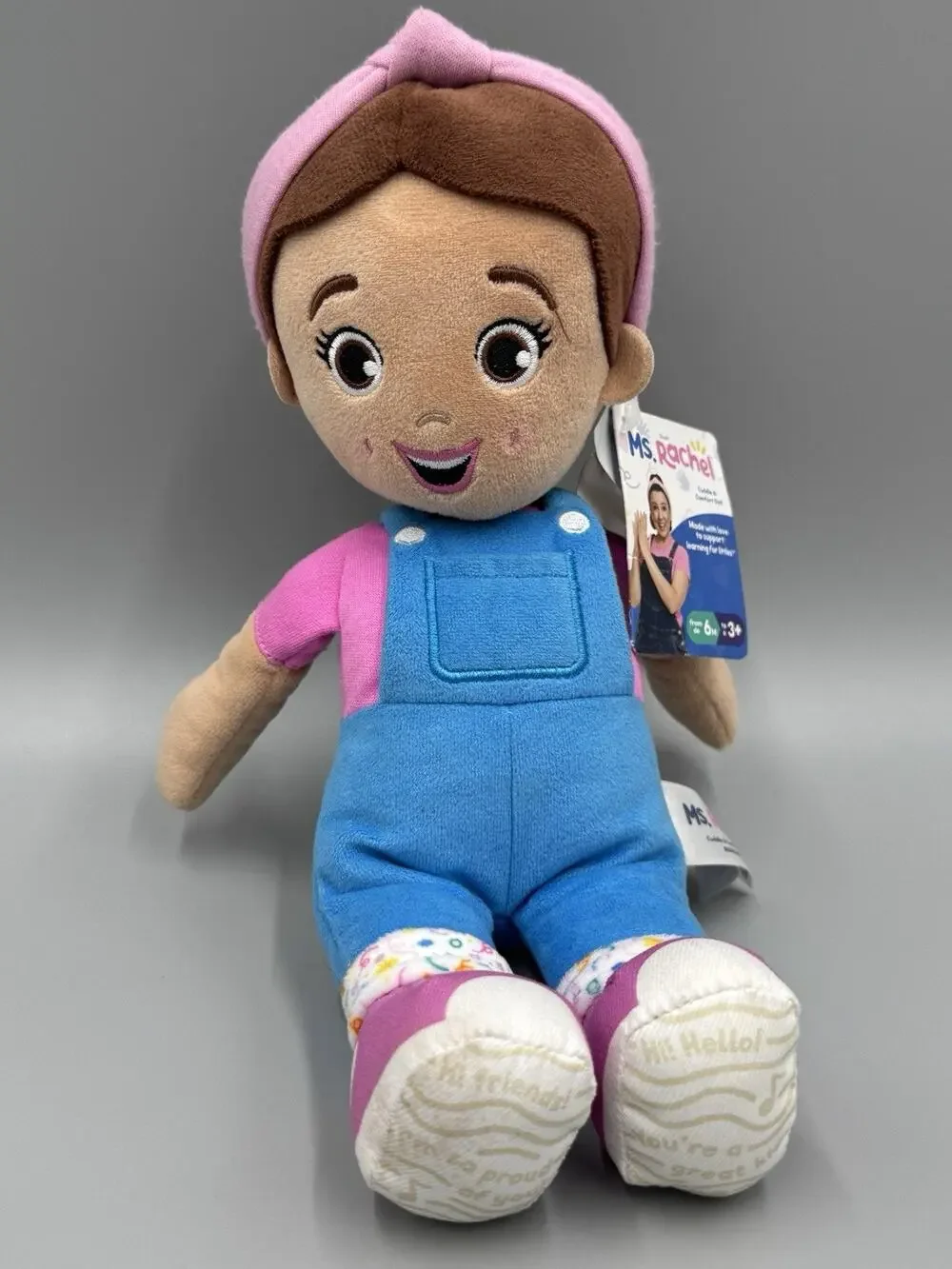 Ms. Rachel Doll Plush 10” Stuffed Toy In Pink Shirt & Blue Overalls GUND